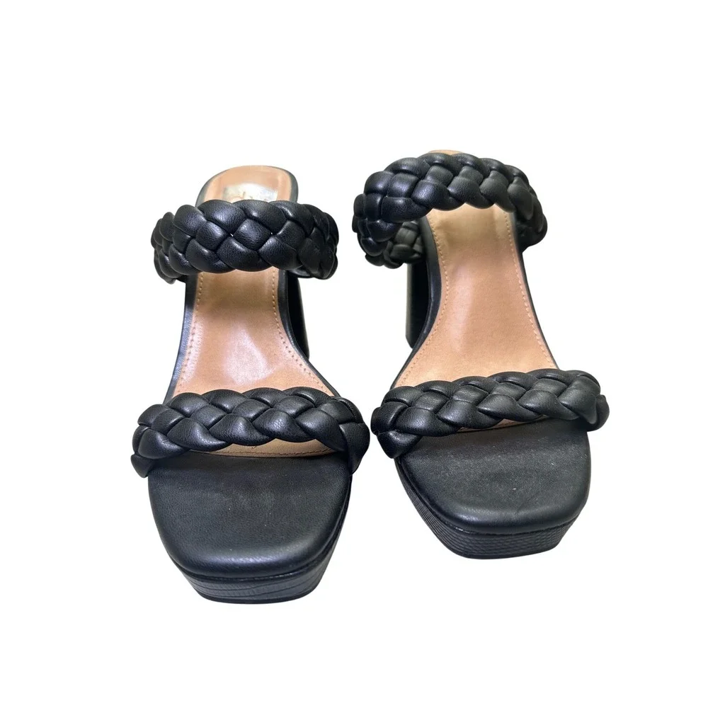 EUC Dolce Vita DV Peggy black braided straps platform block heel size‎ 8 leather